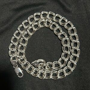 Sterling Silver 925 Double Oval Link Necklace